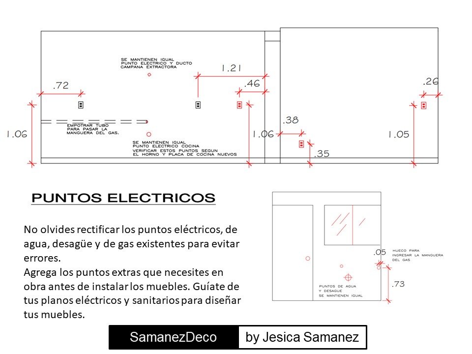 Como diseñar tu cocina puntos de agua, luz y desague