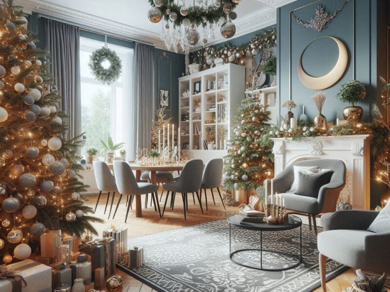 Sala, comedor decoración navideña