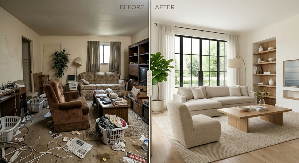 comparacion antes y despues de sala