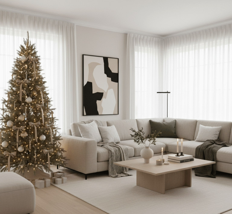 Decoración navideña inteligente: cómo realzar una propiedad sin perder neutralidad visual.