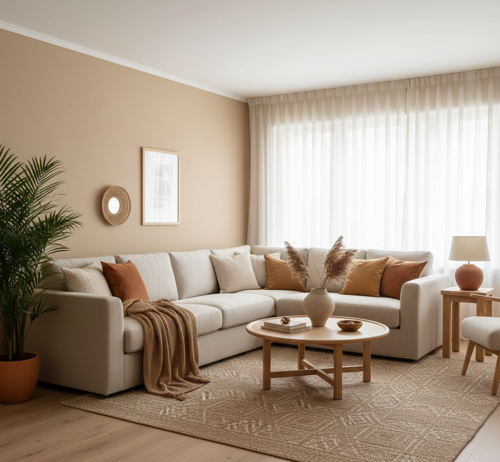 Interior con tonos tierra que generan sensación de hogar