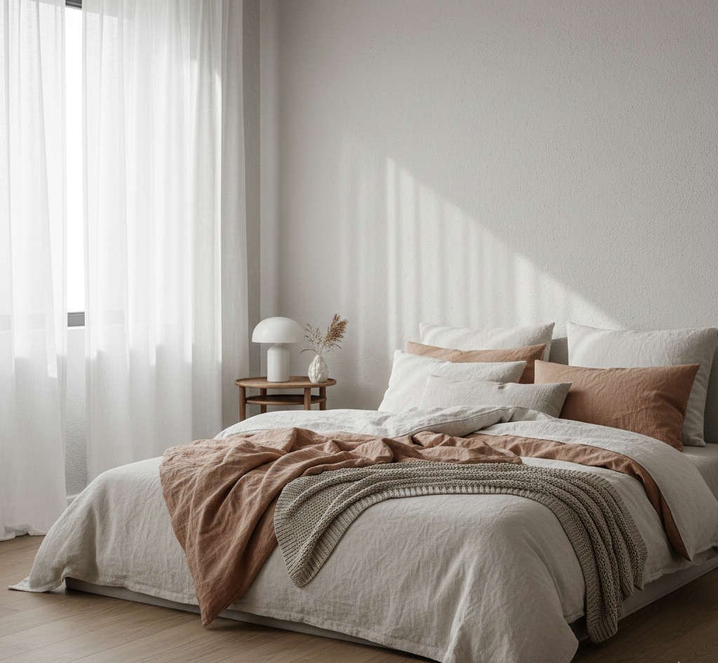 Lino natural en home staging para venta inmobiliaria