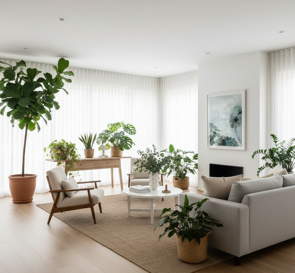 Propiedades con naturaleza interior y diseño biofílico