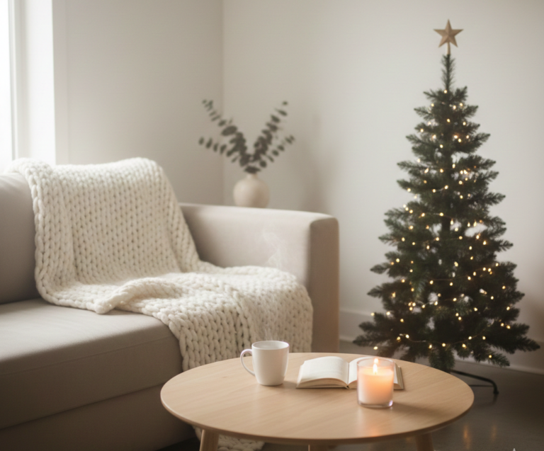 Sala minimalista en navidad