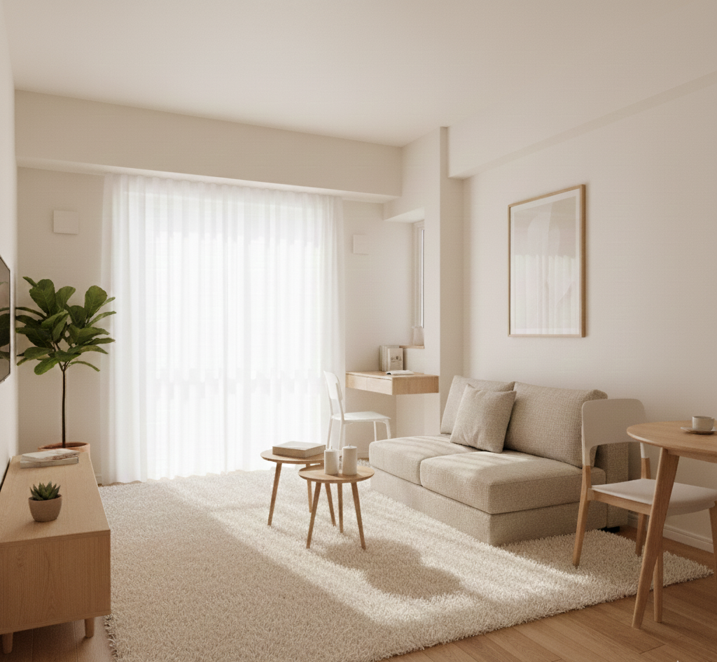 departamento pequeño minimalismo cálido