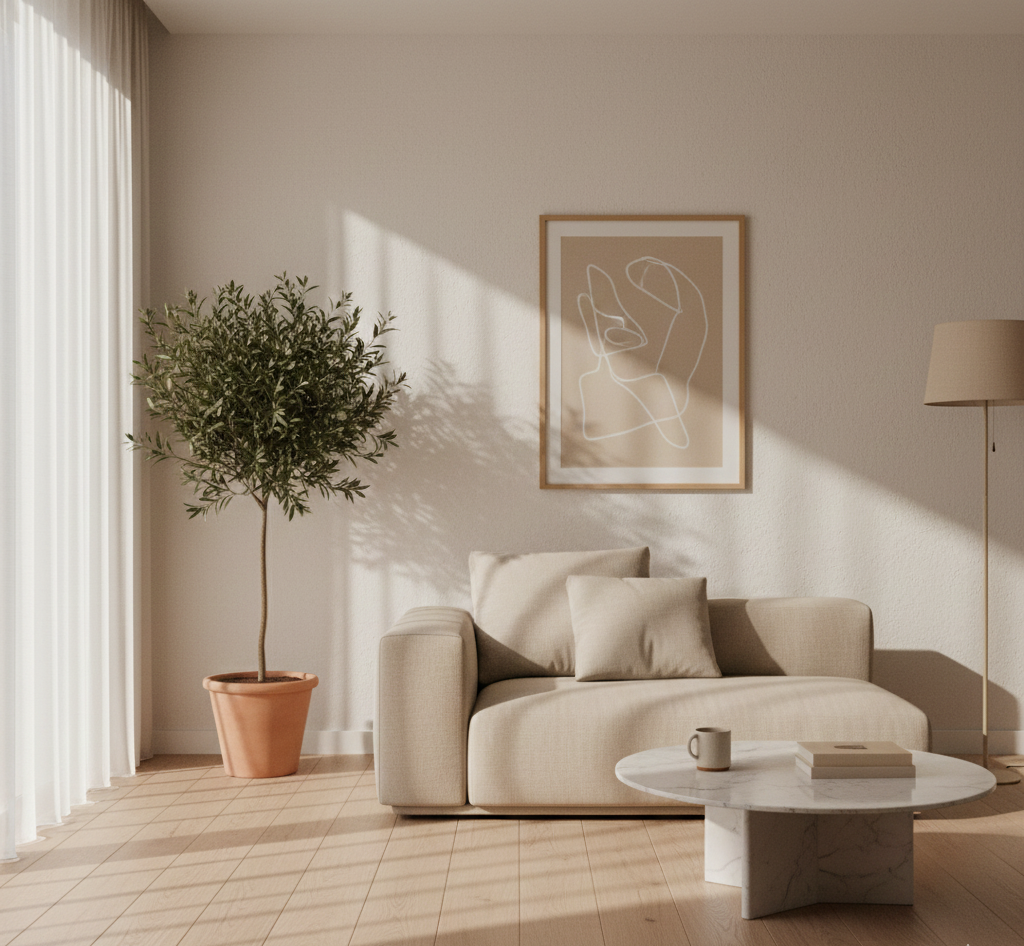 luz natural en diseño minimalista cálido