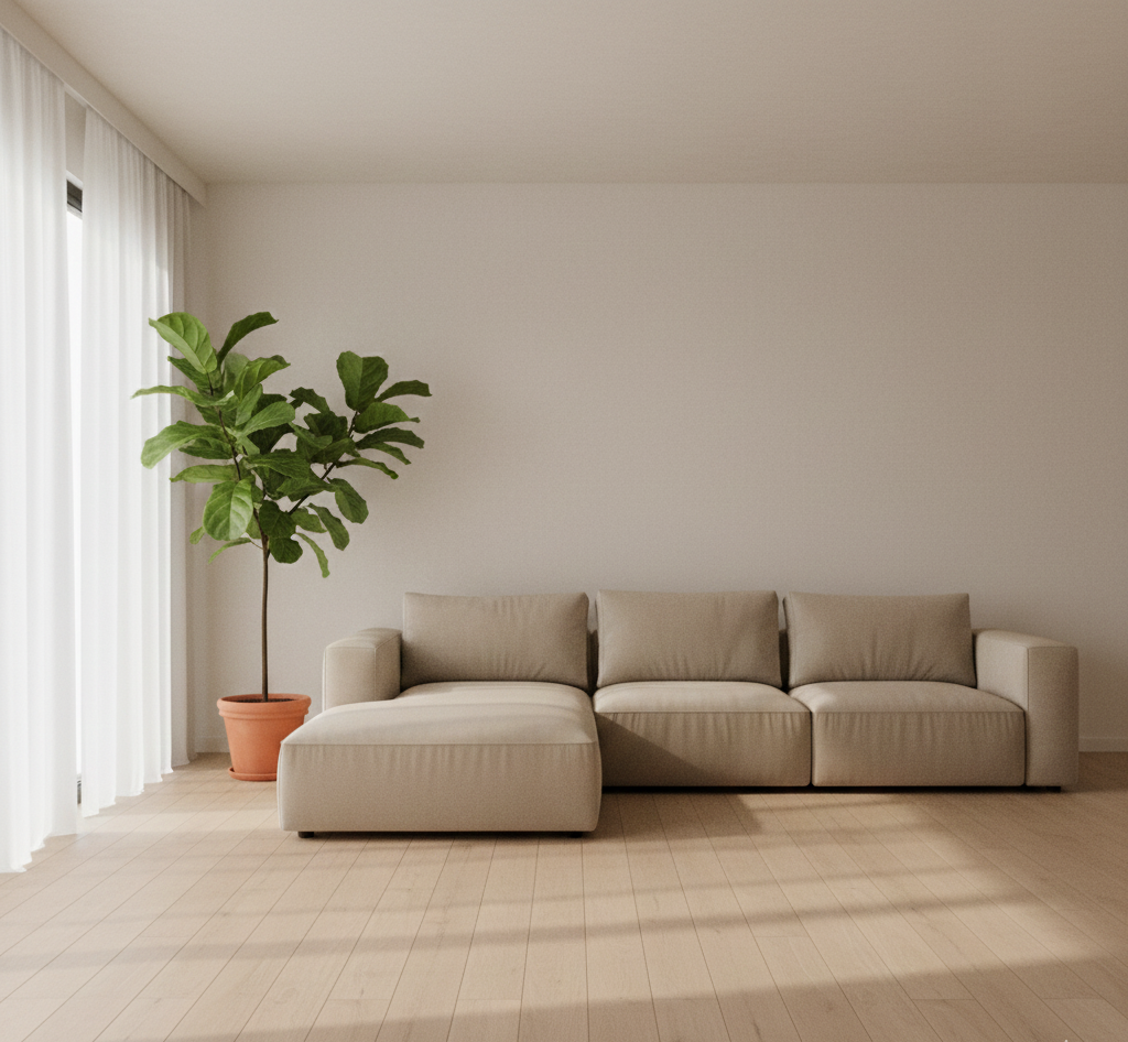sala con home staging minimalista