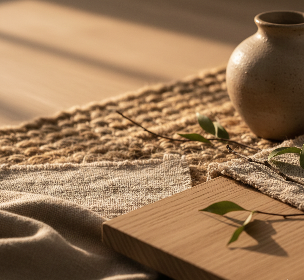 Texturas naturales utilizadas en biofilia estratégica para mejorar el bienestar en el hogar