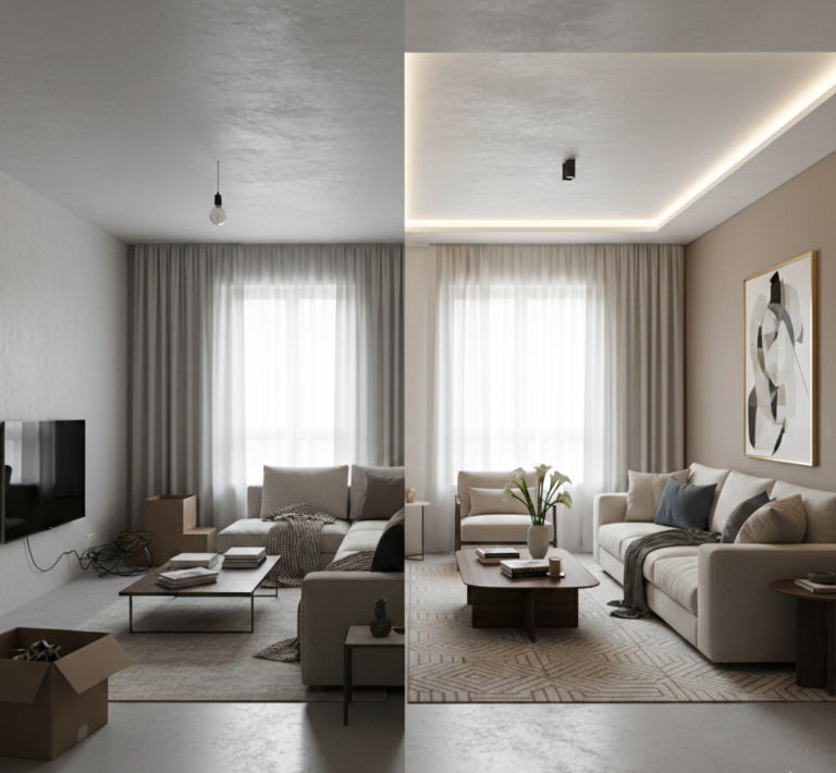home staging estratégico comparado con espacio sin preparar