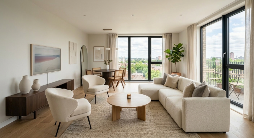 sala minimalista despersonalizada para vender casa