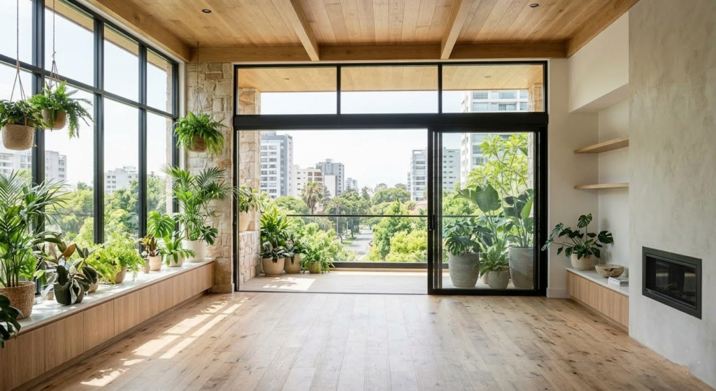 interior elegante con diseño biofílico