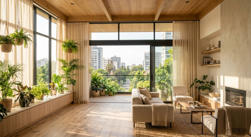 iluminacion natural en sala con plantas