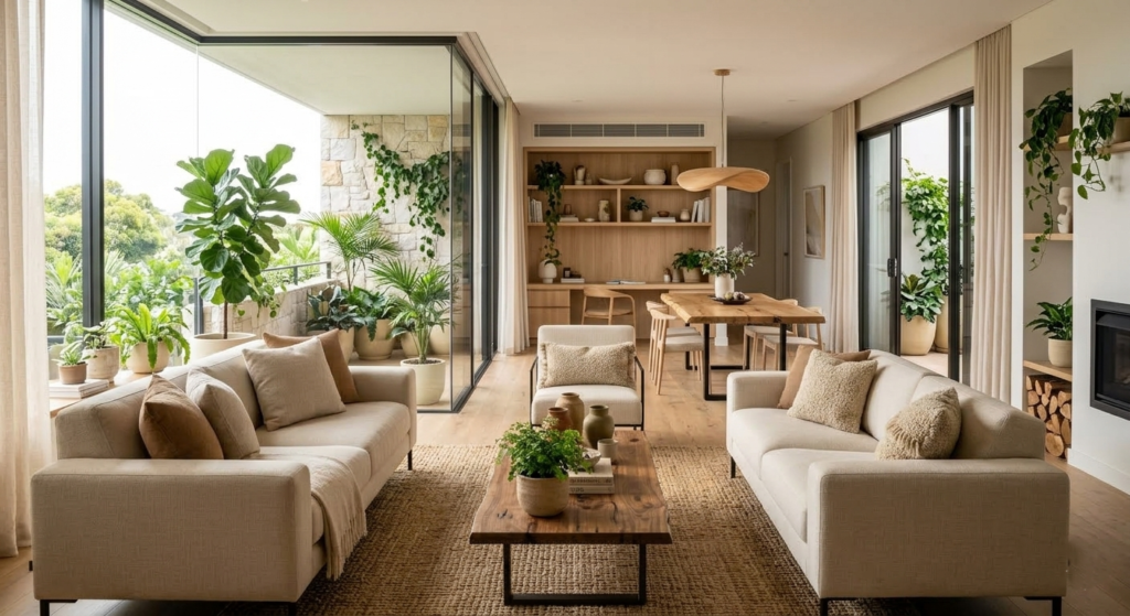 departamento con diseño biofílico moderno