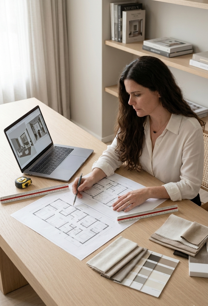 Análisis profesional de distribución del espacio con planos