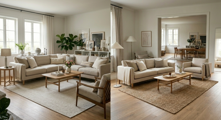 Comparación entre diseño funcional vs diseño estético en interior contemporáneo