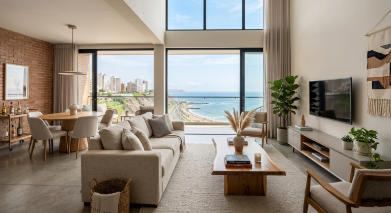 home staging sala moderna Perú para vender propiedad rápido