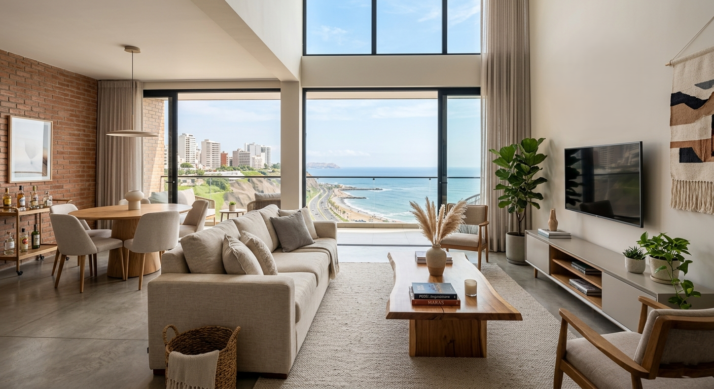 home staging sala moderna Perú para vender propiedad rápido