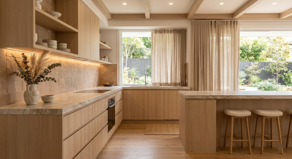 tendencia interiores sostenibles con maderas claras