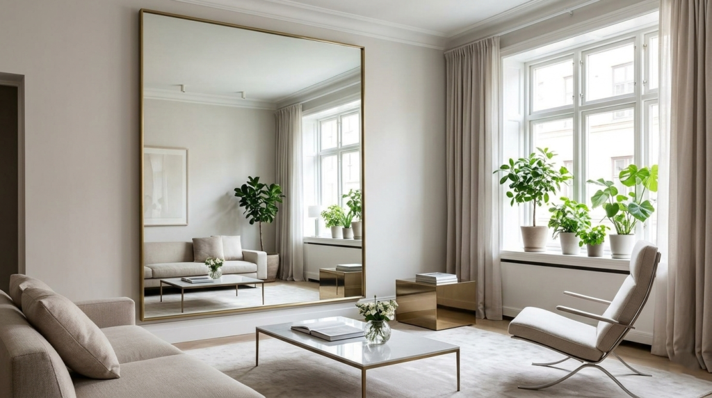 uso de espejos para ampliar visualmente un espacio pequeño