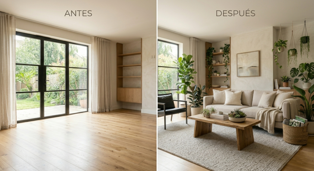 Antes y despues diseño y biofilia