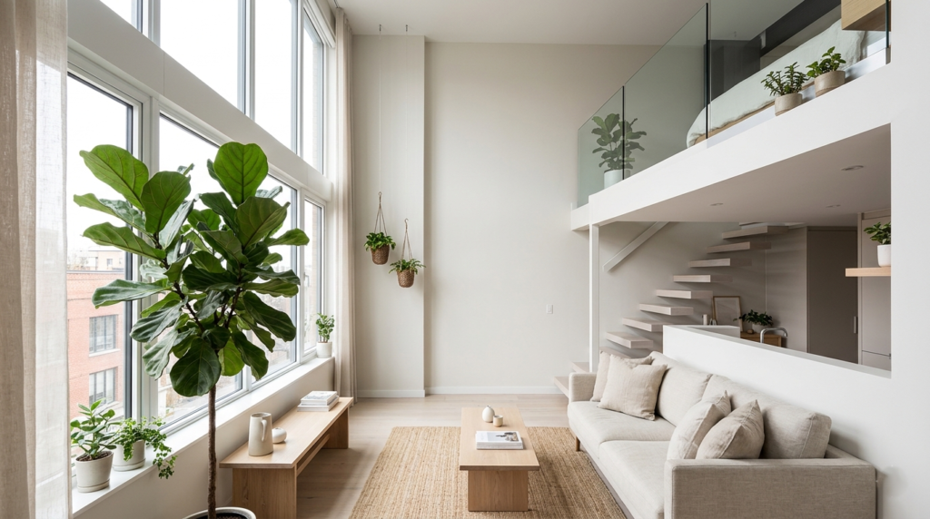 Mini Departamento con plantas naturales.