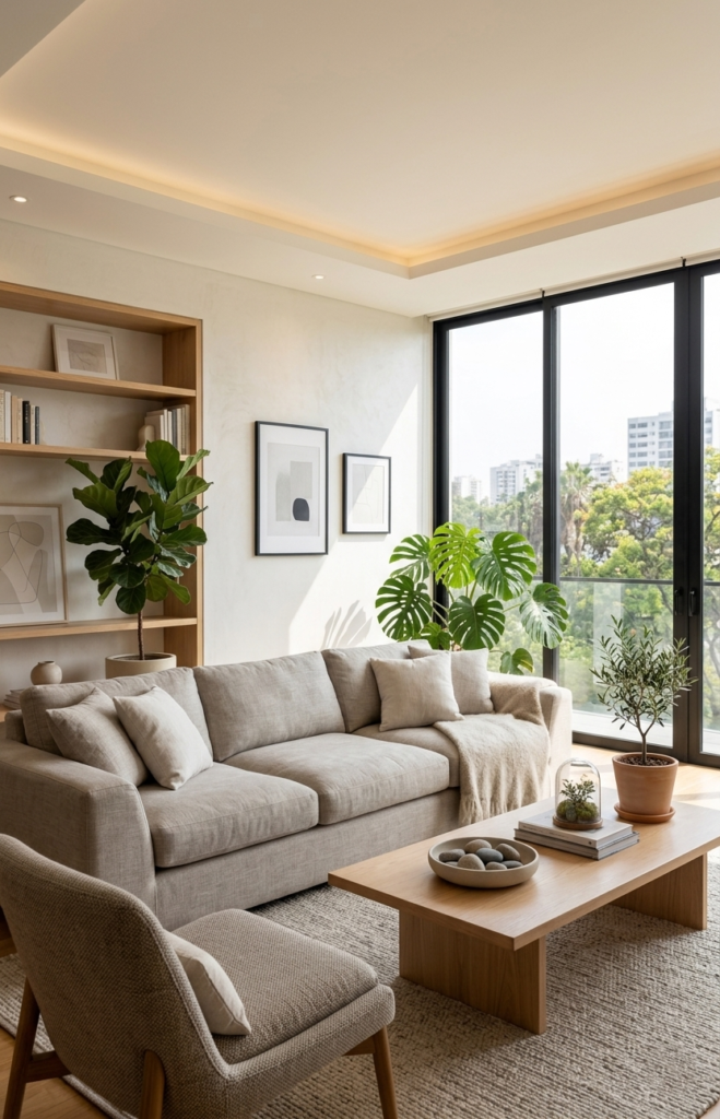 sala armoniosa diseñada para bienestar